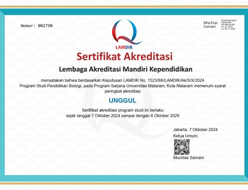 Sertifikat Akreditasi Prodi pendidikan Biologi